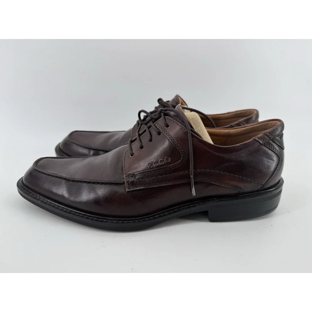 ECCO Shoes Mens 43 Brown Leather Derby Oxford Lace Up Dress Comfort Classic